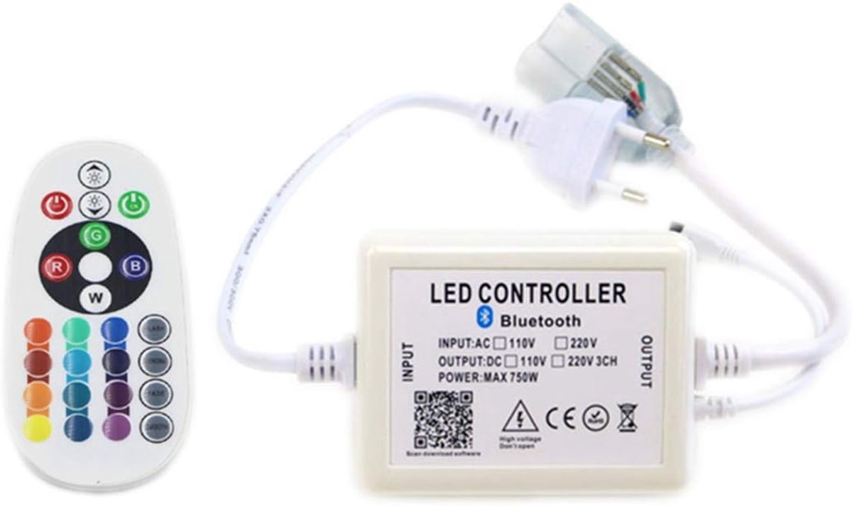 LED Neon Flex RGB Bluetooth Controller Plug With Remote Control - ShopVlot