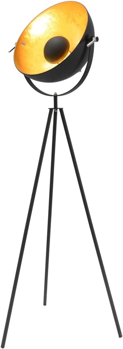 Nice Basic Industrial Design Tripod Floor Lamp Gold Black - ShopVlot