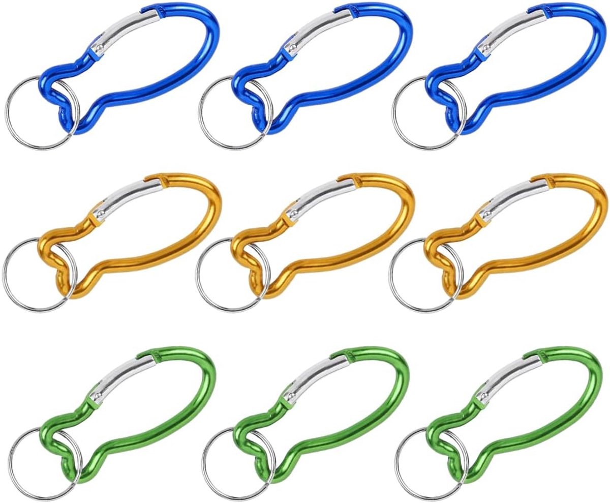9 stuks sleutelhangers in visvorm, tafelkaarten, communie, doop, gastgeschenken, aluminium, karabijnhaak, voor rugzak - ShopVlot