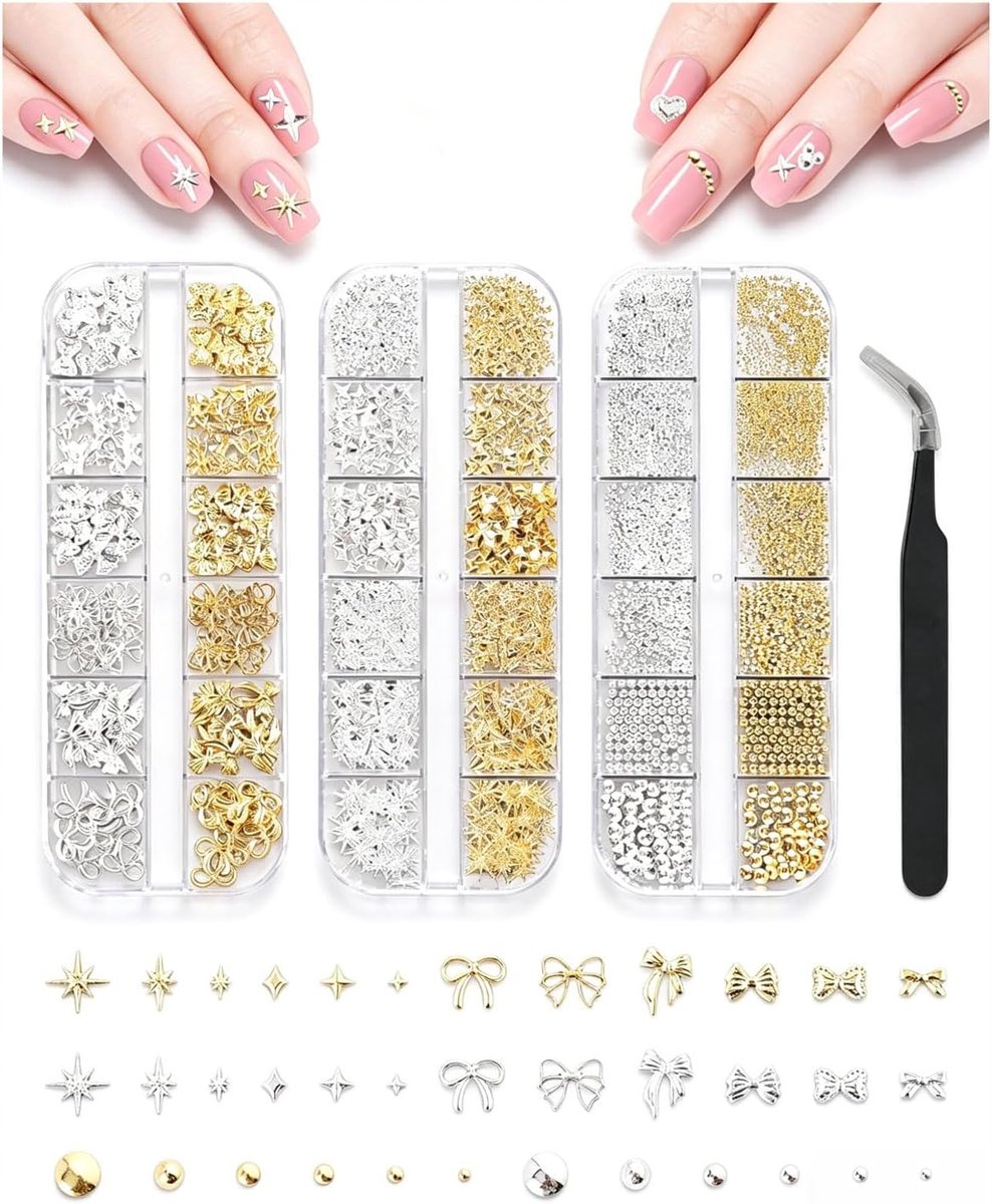 3 dozen nagelhangers 36 soorten nagelhangers goud zilver ster - ShopVlot