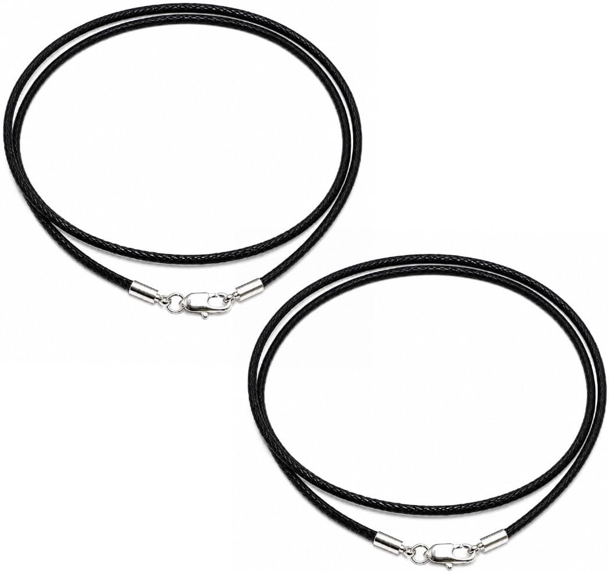 Hoogwaardige kalfsleer ketting met karabijnhaak voor dames en heren, lengte 50 cm - ShopVlot