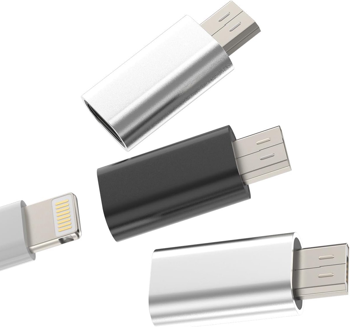 Micro USB Mannelijk naar Lightning Vrouwelijke Adapter (3pack) Compatibel met Samsung Galaxy S7 Active S6 Edge Nexus - ShopVlot
