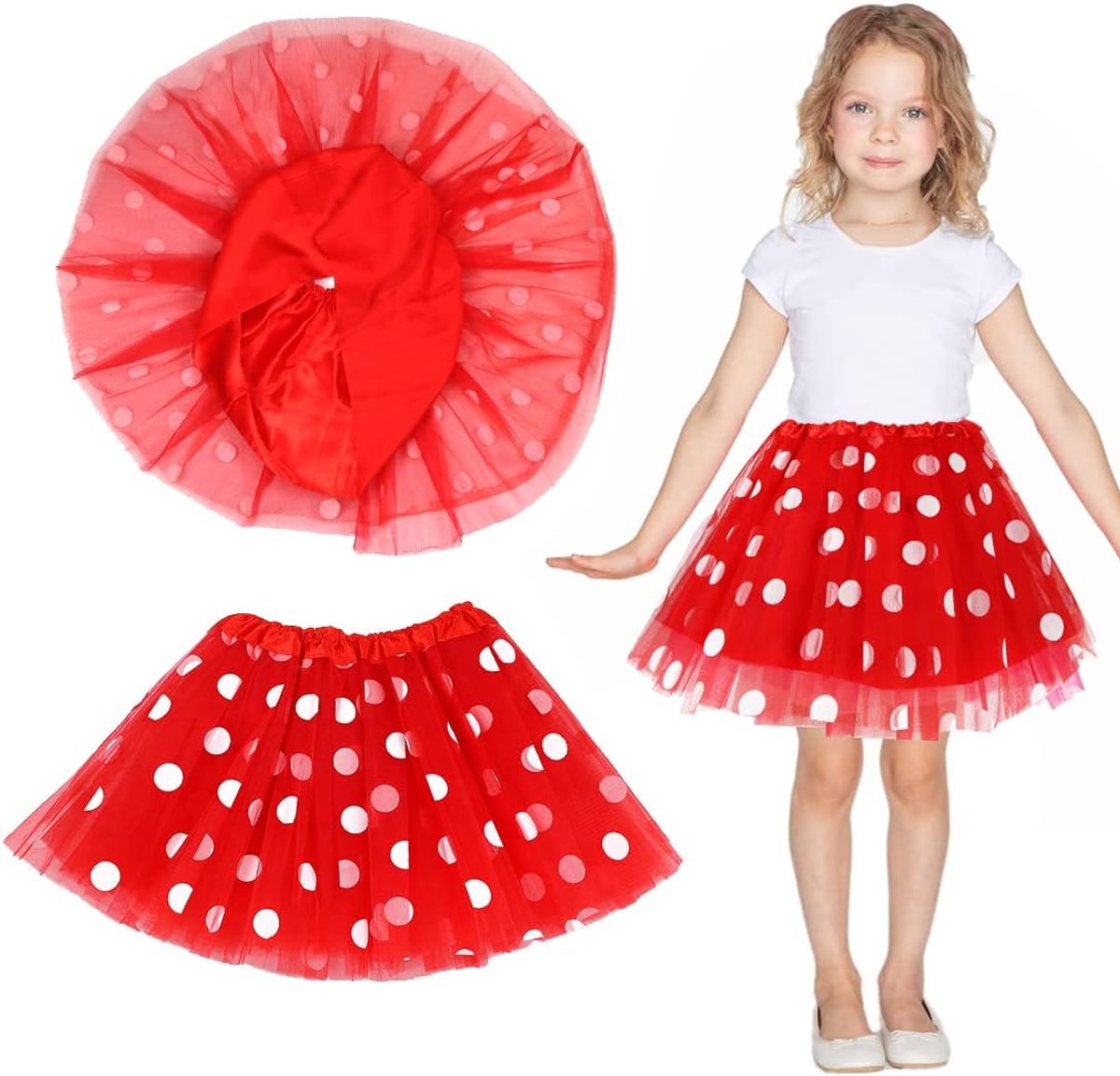 Sprinlot Red Tulle Skirt Girls Classic Dance Skirt Girls Tutu Costume Tulle Skirt Carnival Party - ShopVlot