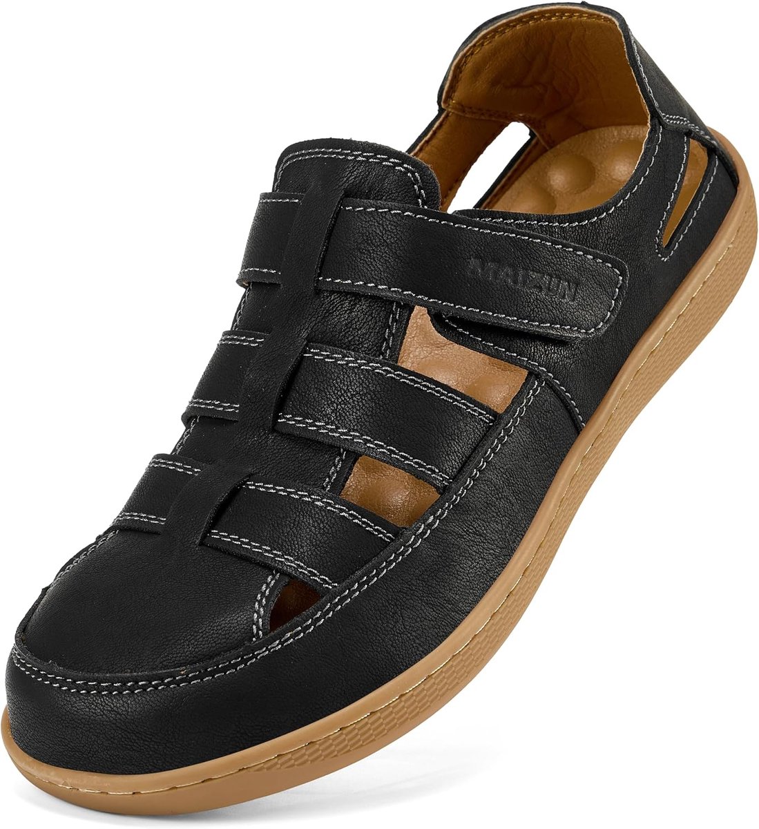Men's Summer Leather Sandals with Wide Toe for Sports and Activities, Lightweight Outdoor Shoes, Trekking, Beach - ShopVlot