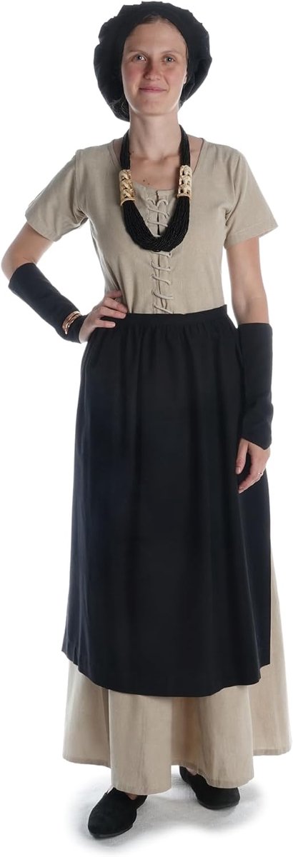 Medieval apron Repanse made of cotton brown, red, green, beige, white robe LARP - ShopVlot