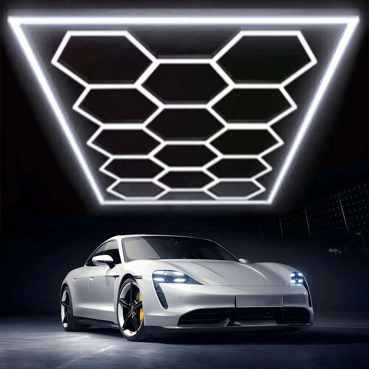 Gudalio LED Plafondlamp - Wandlamp - Verlichting Set - Garagelamp - 14 delig - Modern - Hexagon - Honingraat - 680W - 6500K