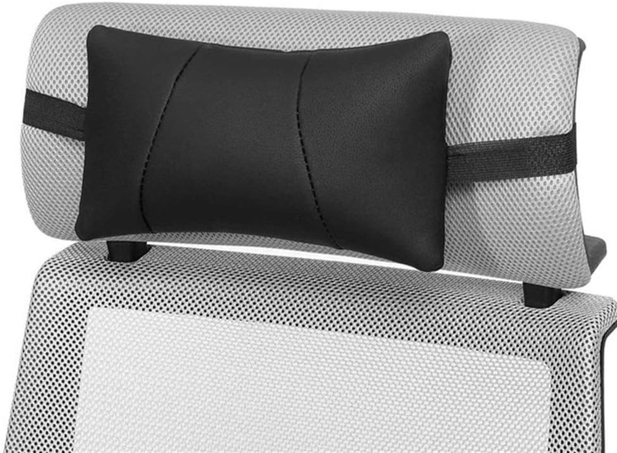 Leather Lumbar Waist Seat Cushion Back Support Universal for most cars, pain relieve Cushion headrest (Color Name : 1 - ShopVlot