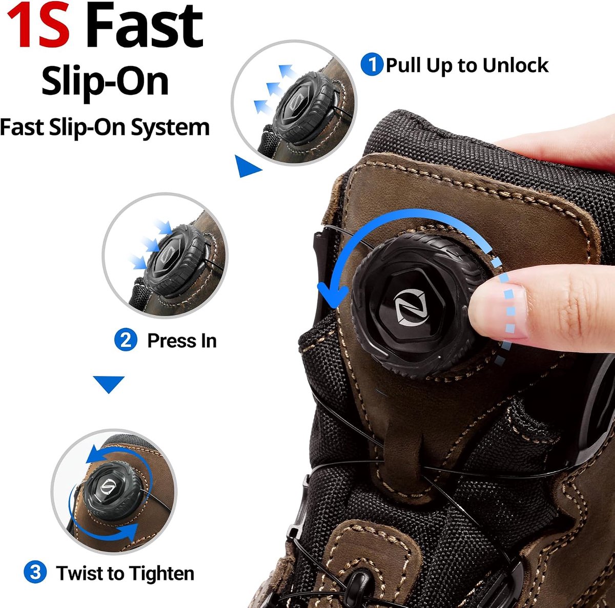 S3 Safety Boots, SRC HRO Work Boots, Waterproof Work Boots with Steel Toe Cap, Dark Brown, 46 EU - ShopVlot
