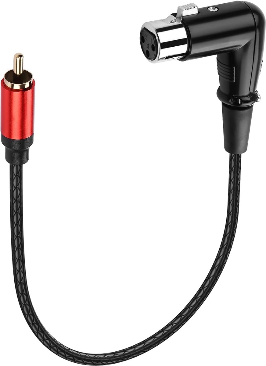 SinLoon 90° XLR-bus naar RCA-mannelijke kabel, 3-polige symmetrische naar ongebalanceerde adapter, zachte ledertextuur - ShopVlot