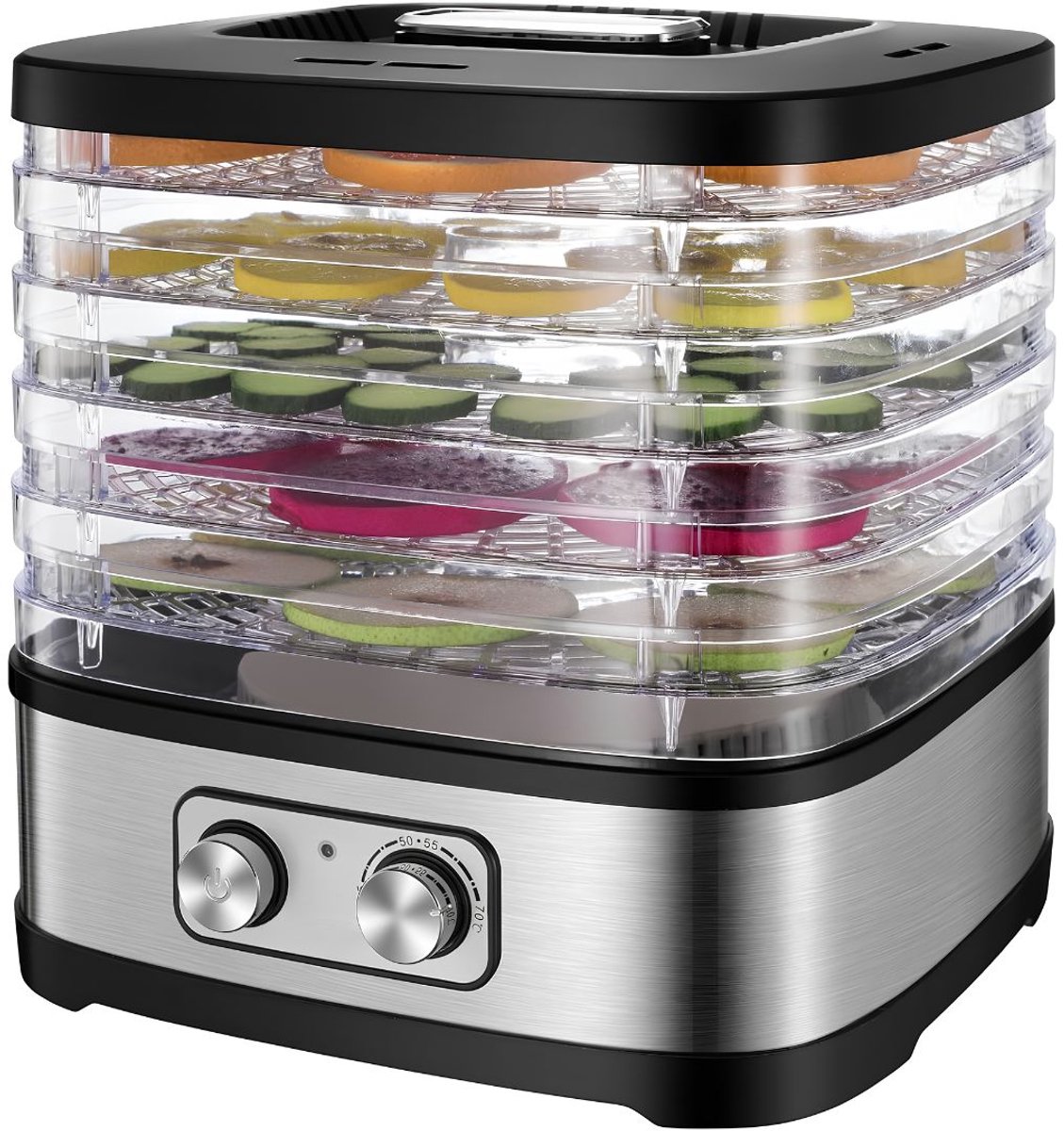 VALI® Voedseldroger - Dehydrator - Droogoven - Zwart/Zilver - 26cm x 21cm x 24cm