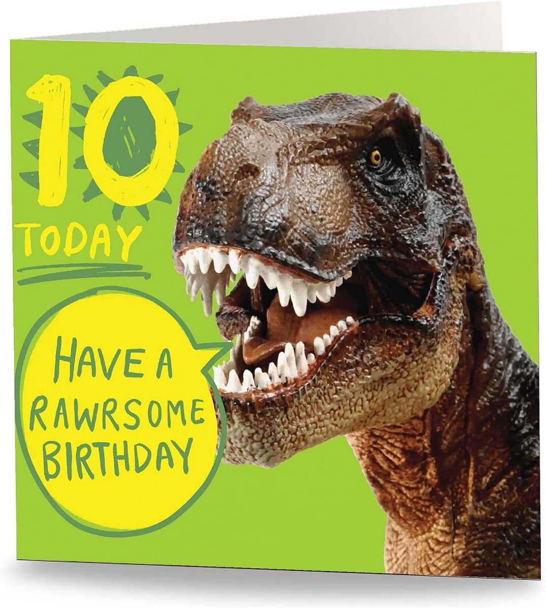 Maturi 10 Today - Rawrsome Lime Birthday Greeting Card - Blank Inside - ShopVlot