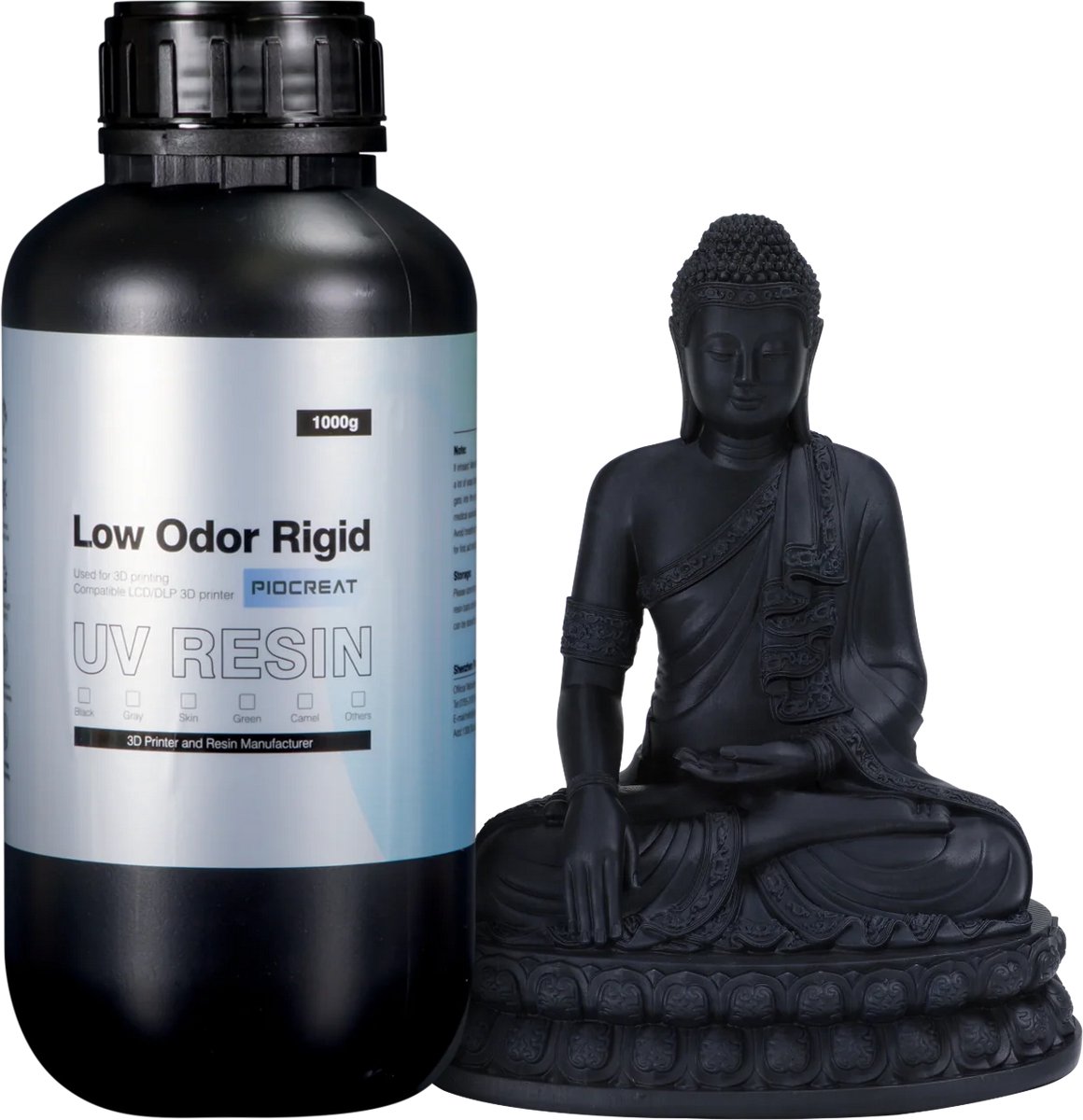 PioCreat UV Resin Zwart 1KG – Low Odor Rigid Resin – 3D Printer Hars – Black Resin – LCD/DLP 3D Printer – Hoge Detailweergave – Snelle Levering