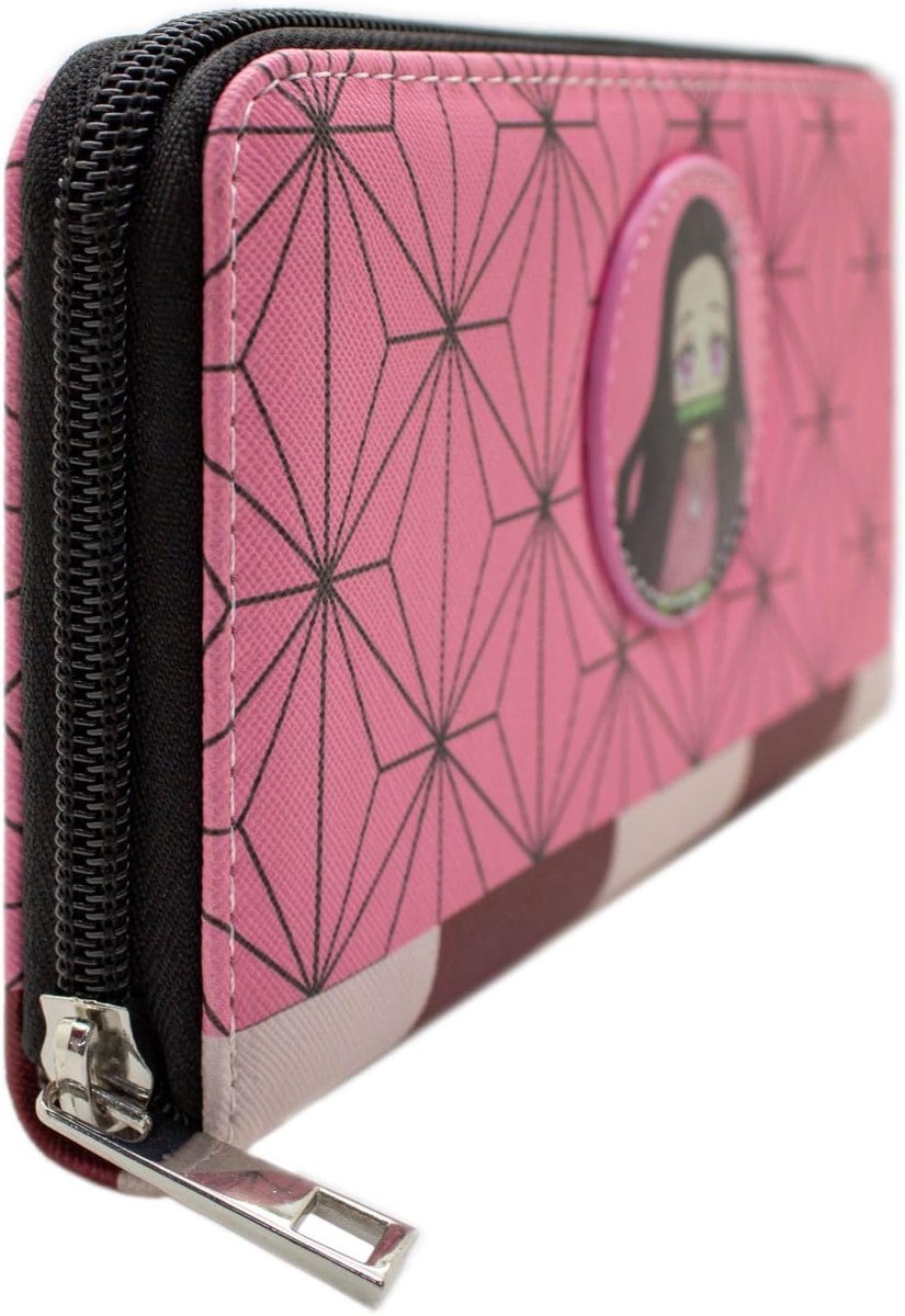 Demon Anime Zus Abstract Geometrisch Kunstwerk Portemonnee/Beurs Clutch Muntenvak & Kaarthouder, Roze - ShopVlot
