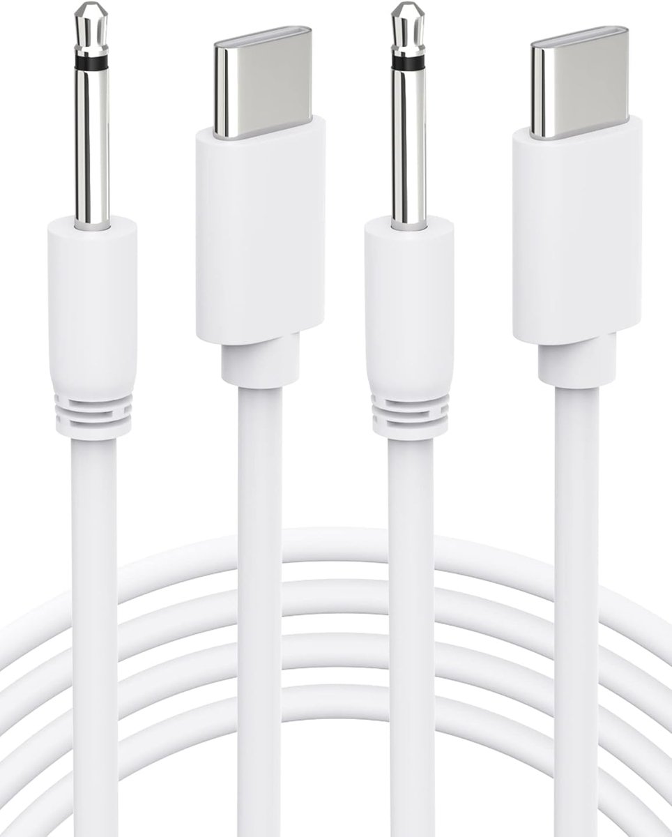 USB Type C DC Charging Cable 2.5mm DC Charger Cord 2.6Ft Replacement-2 Pack(White) - ShopVlot