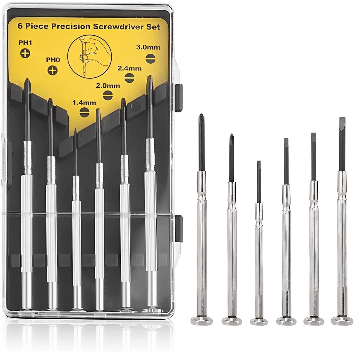 Mini schroevendraaier set - 6-delig voor horloge en oogglas - compacte case - ideaal voor DIY reparaties - ShopVlot