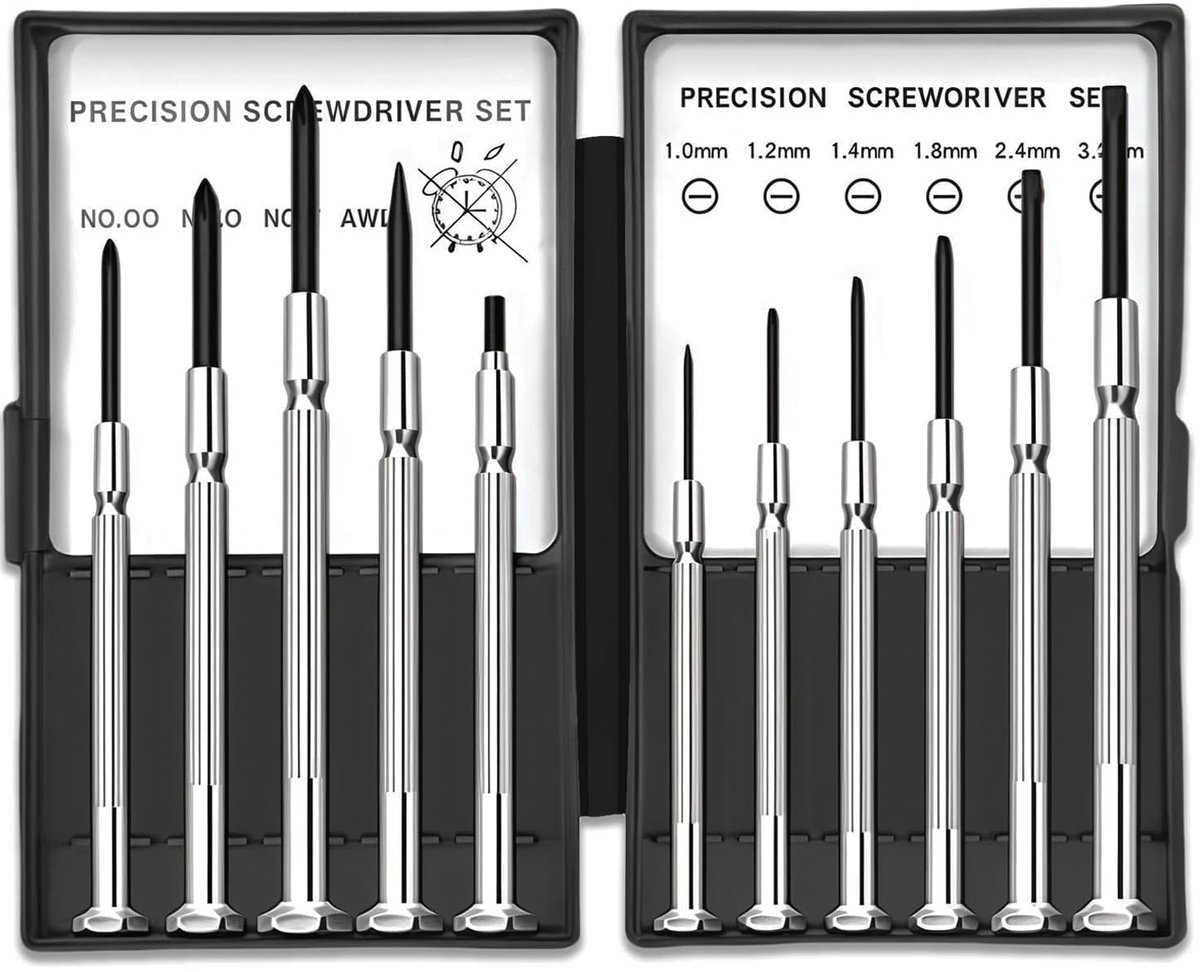 Mini schroevendraaier set 11 stuks - precisie gereedschap - flathead en cross schroevendraaiers - ShopVlot