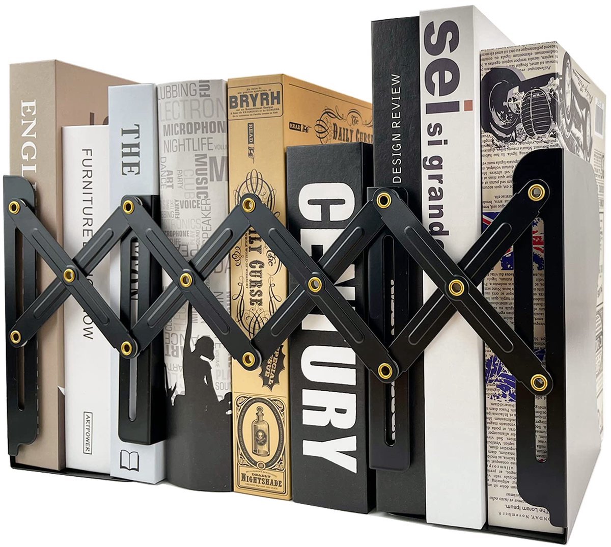 Casalora Verstelbare Metalen Boekensteun - Uitschuifbare Boekenhouder Non-Slip - Heavy Duty Boek Organizer voor Boeken, Tijdschriften en Bureau - Zwart