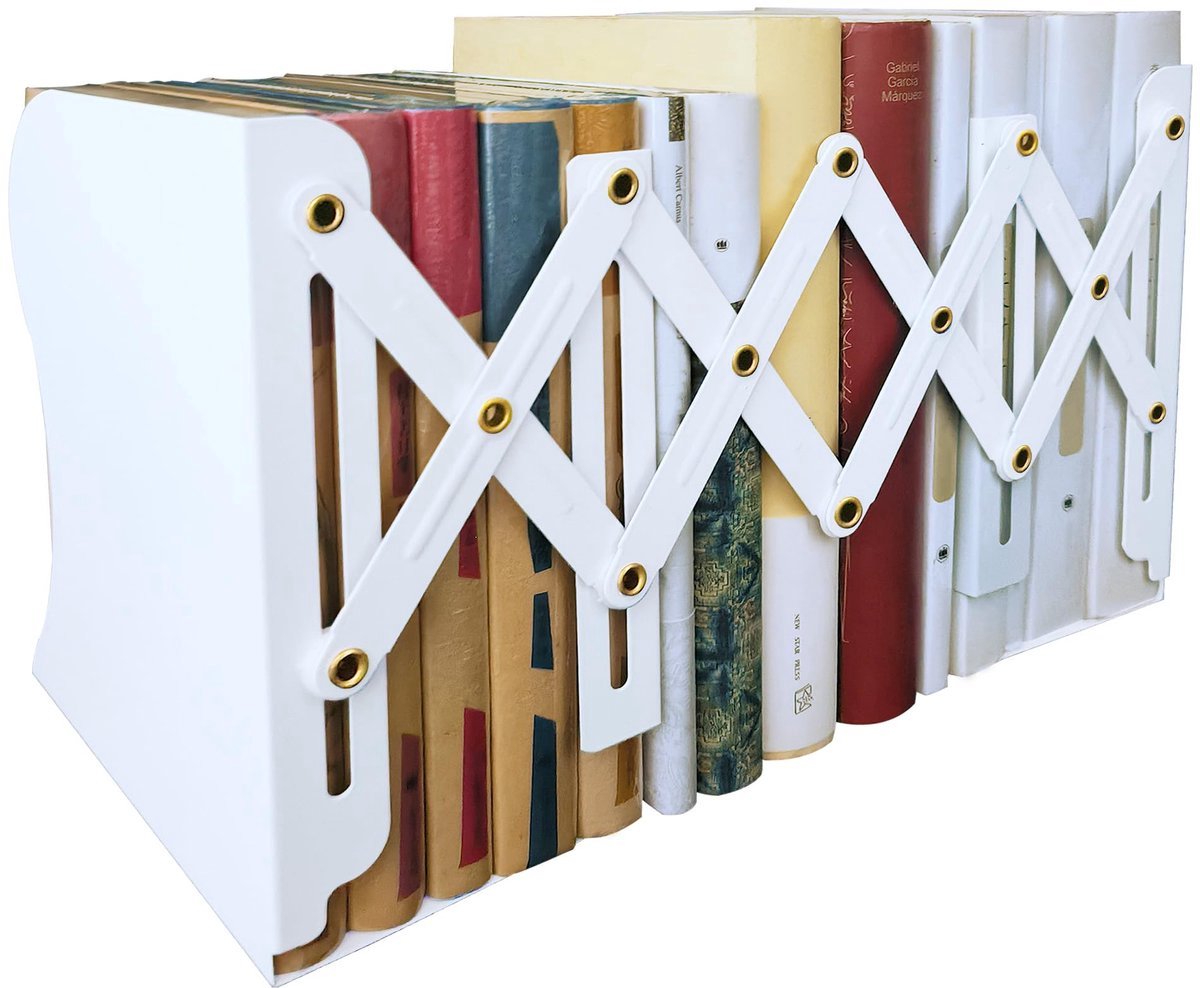 Casalora Verstelbare Metalen Boekensteun - Uitschuifbare Boekenhouder Non-Slip - Heavy Duty Boek Organizer voor Boeken, Tijdschriften en Bureau - Wit