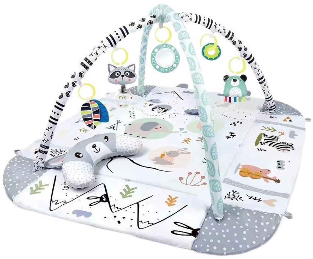 Casalora Multifunctionele Baby Gym Speelmat met Bogen - Speelkleed & Speelhek – 7 Sensorische Speeltjes - Sensorisch en Motorische Ontwikkeling