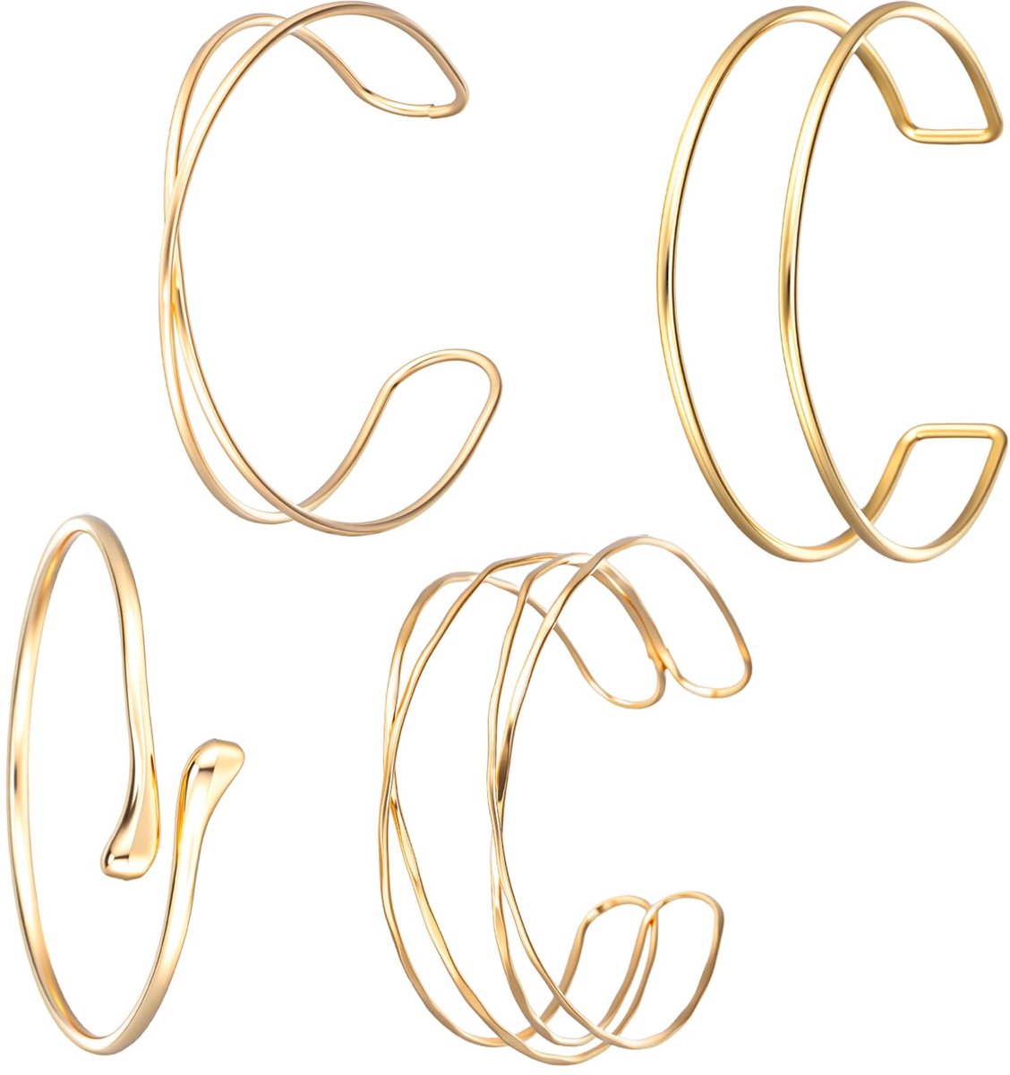 Swirl armbanden goud set - 4 stuks verstelbaar - minimalistisch boho - perfect voor bruiloften - ShopVlot