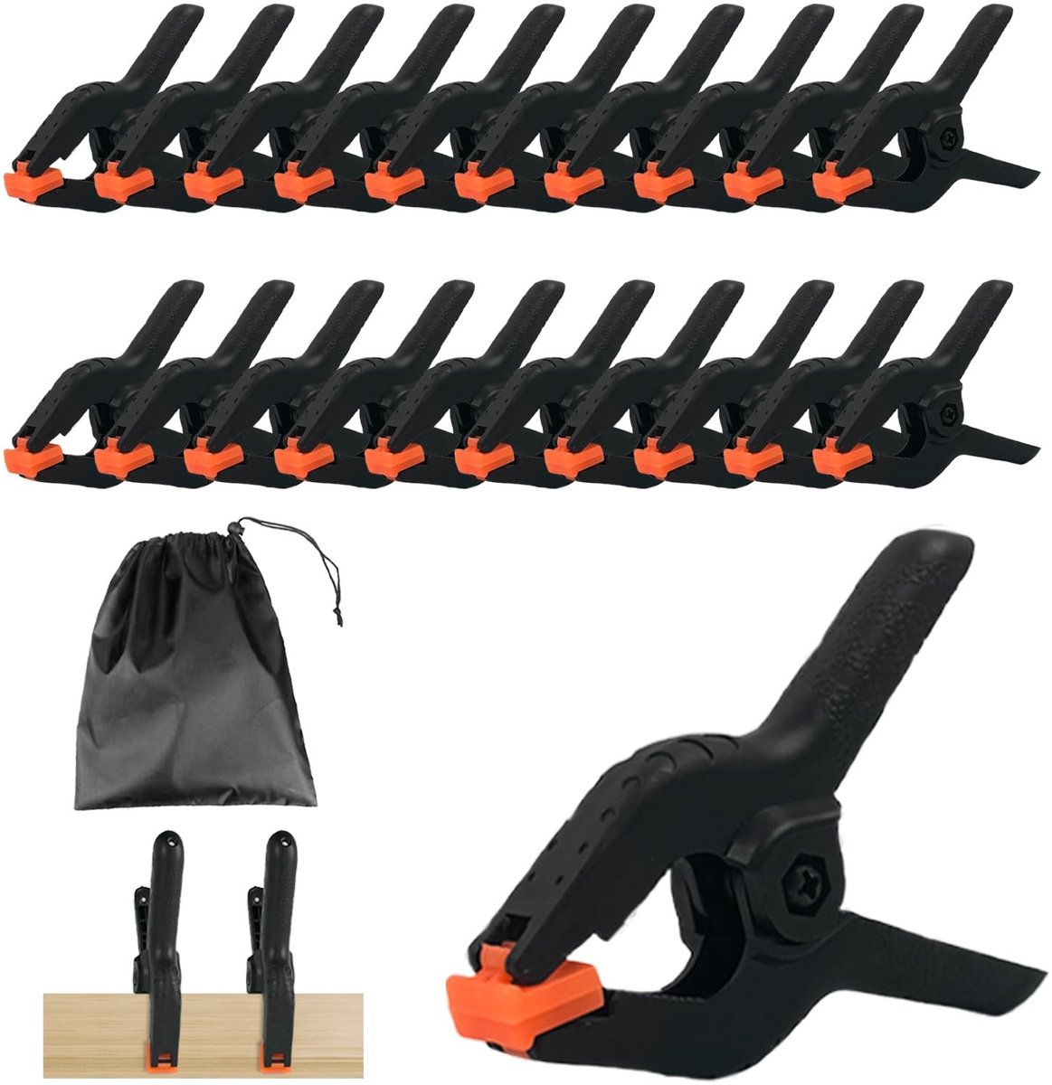 Solidchoice - Set van 20 Robuuste Nylon Spanklemmen
