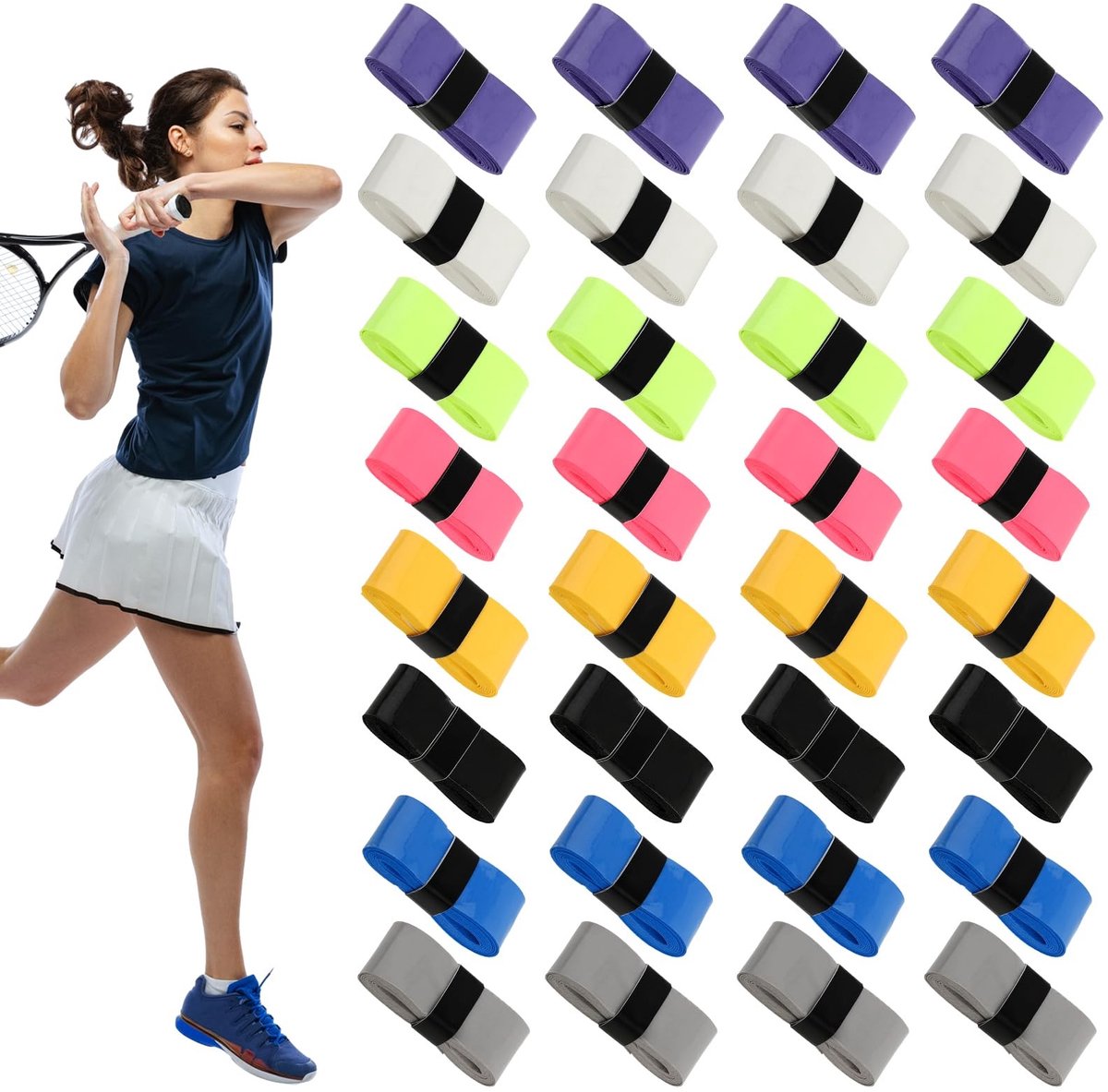 Solidchoice - 24 Stuks Gripbanden voor Sportuitrusting in 8 Kleuren