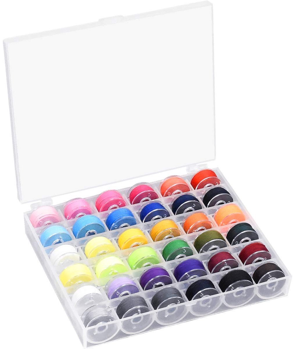 Solidchoice - Set van 36 Voorgewonden Naai Machine Spoelen met Opbergdoos