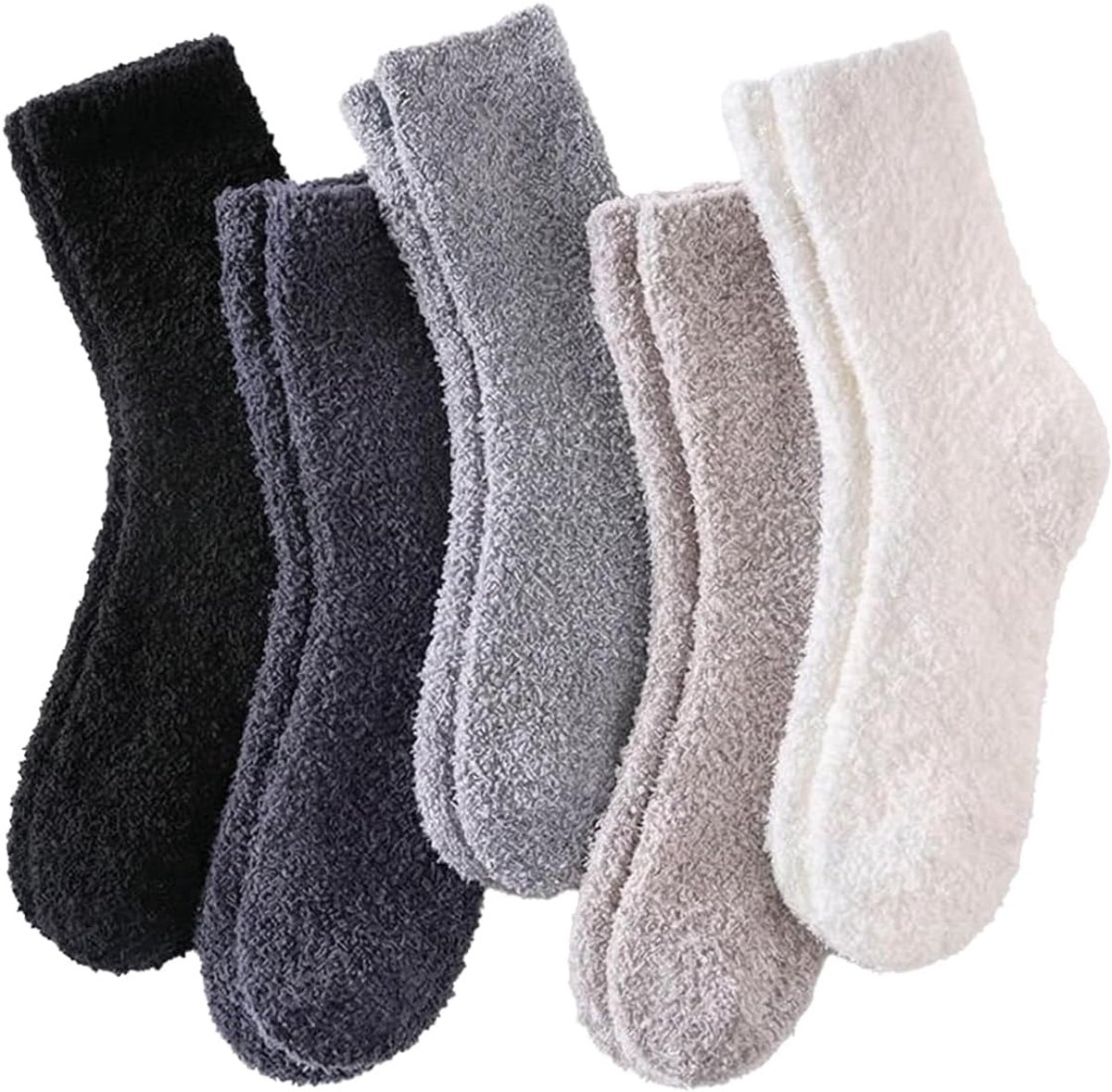 knuffelsokken set 5 paar - koraalfleece - halfhoog - warm en zacht voor herfst en winter - ShopVlot