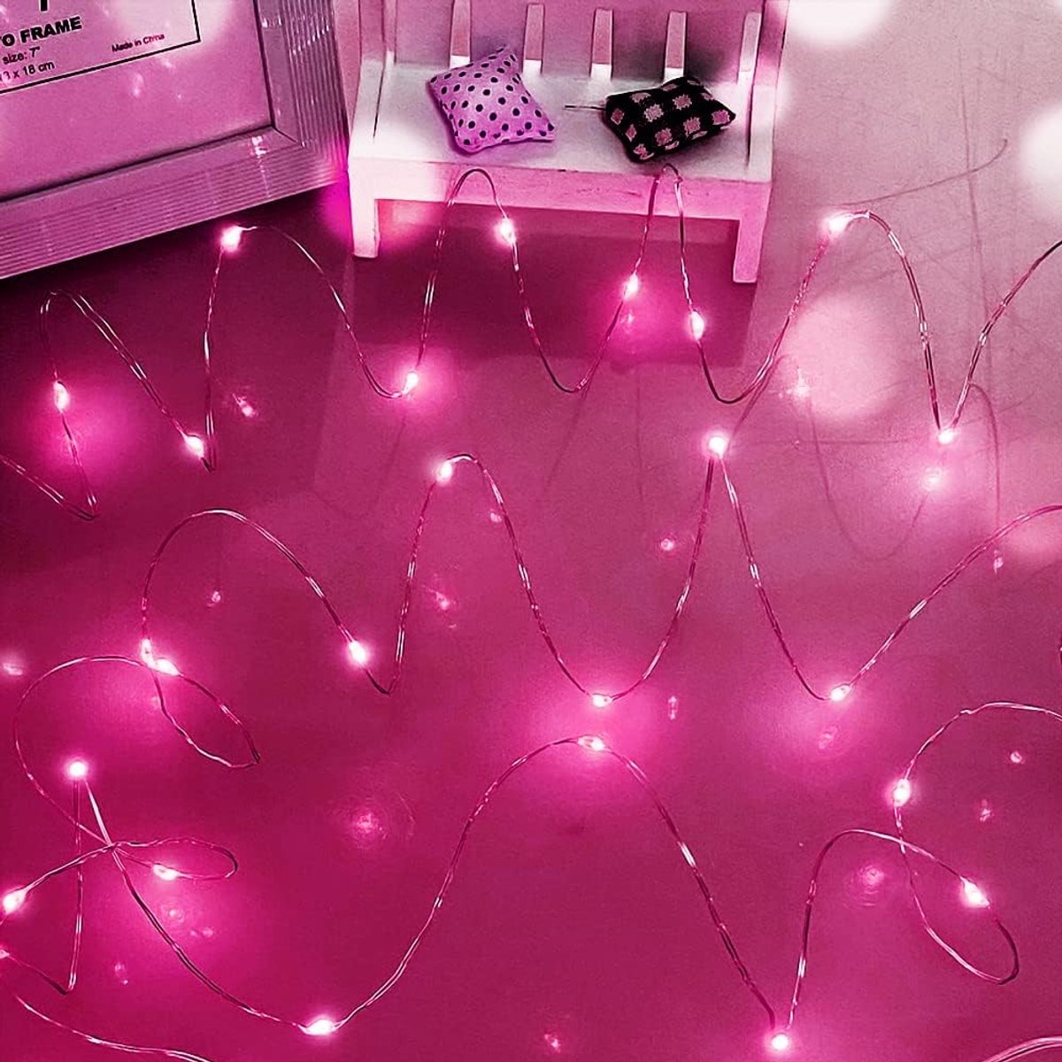 LED Sfeerverlichting 50 Lampjes - Roze Koperdraad - Flexibel en Veilig - Ideaal voor Meisjeskamer - ShopVlot