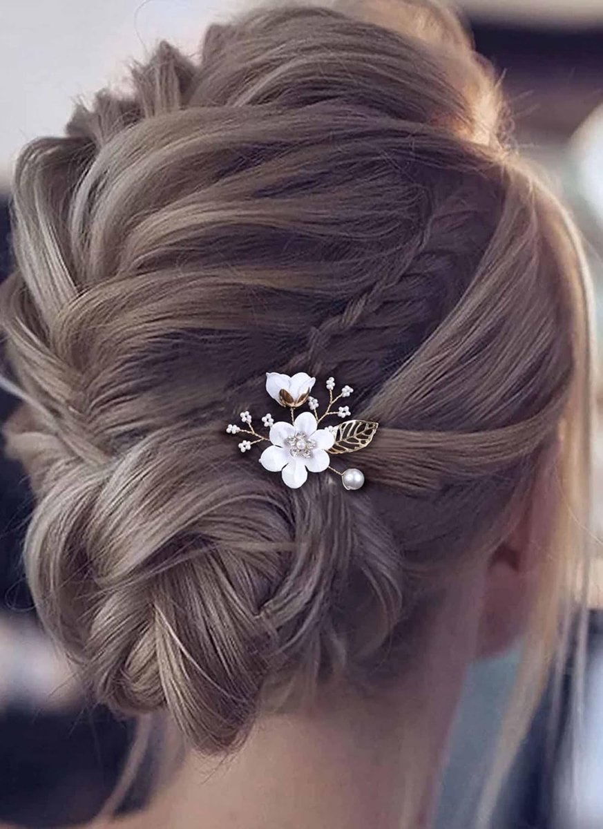 Haarspelden bruid parel - goud met kristallen bloem - decoratieve haaraccessoires - perfecte aanvulling voor bruiloften - ShopVlot