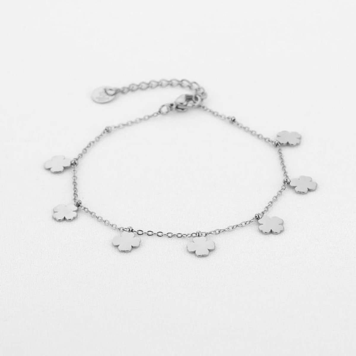 armband - klavertjes - rvs - zilver - 19 cm - cadeau tip