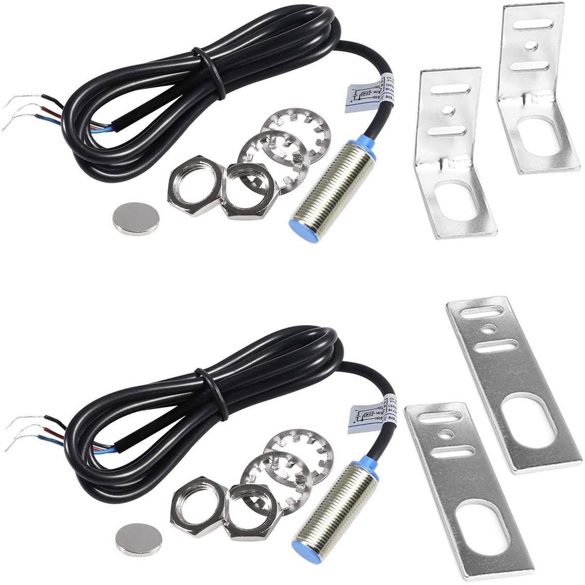 2 Stuks DC5-30V Hall-Effect Naderingssensor NPN 3-Draads Schakelaar met Magneet Schakelaarhouder M12