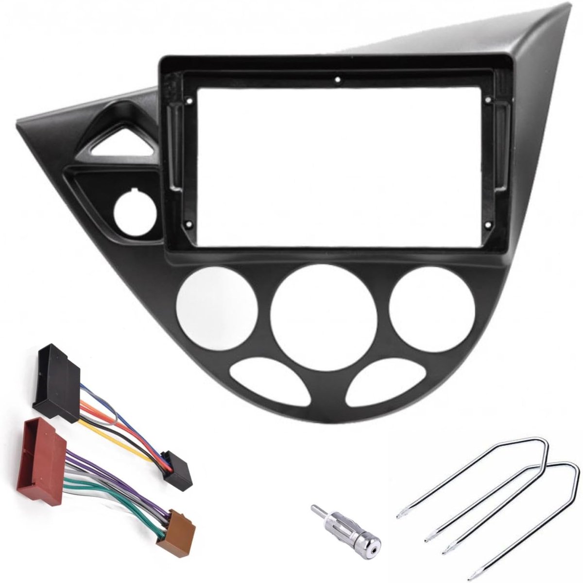 Radio panel kit 9 inch - zwart - voor Ford Fiesta 1995-2001 en Focus MK1 1998-2004 - ShopVlot