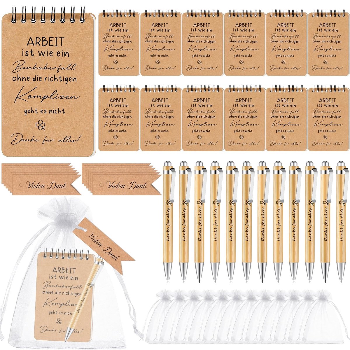 Solidchoice - Set van 12 Notitieboek en Pen voor Collega's en Studenten