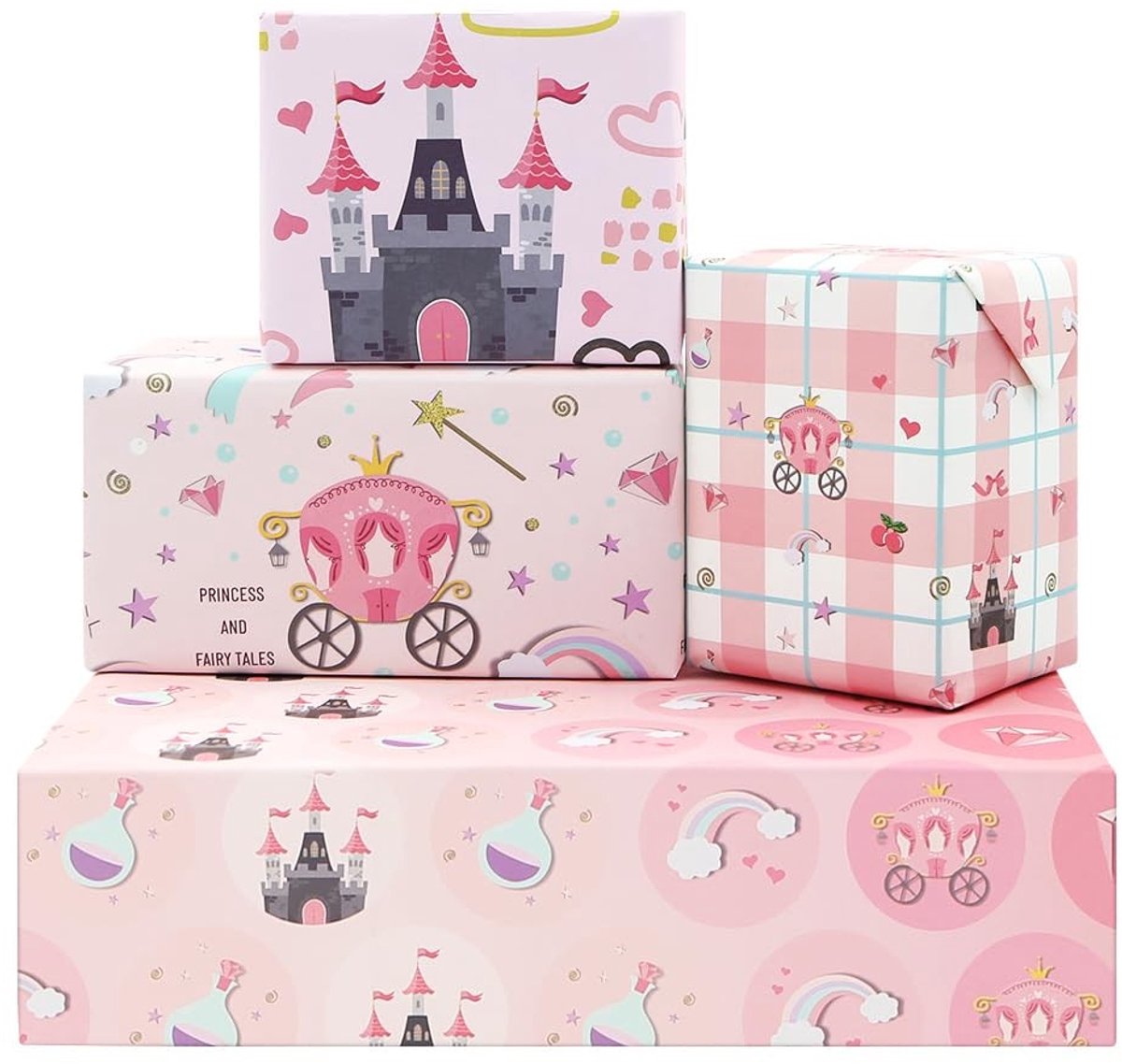 Solidchoice - 4 Stuks Roze Cadeaupapier voor Feestelijke Gelegenheden