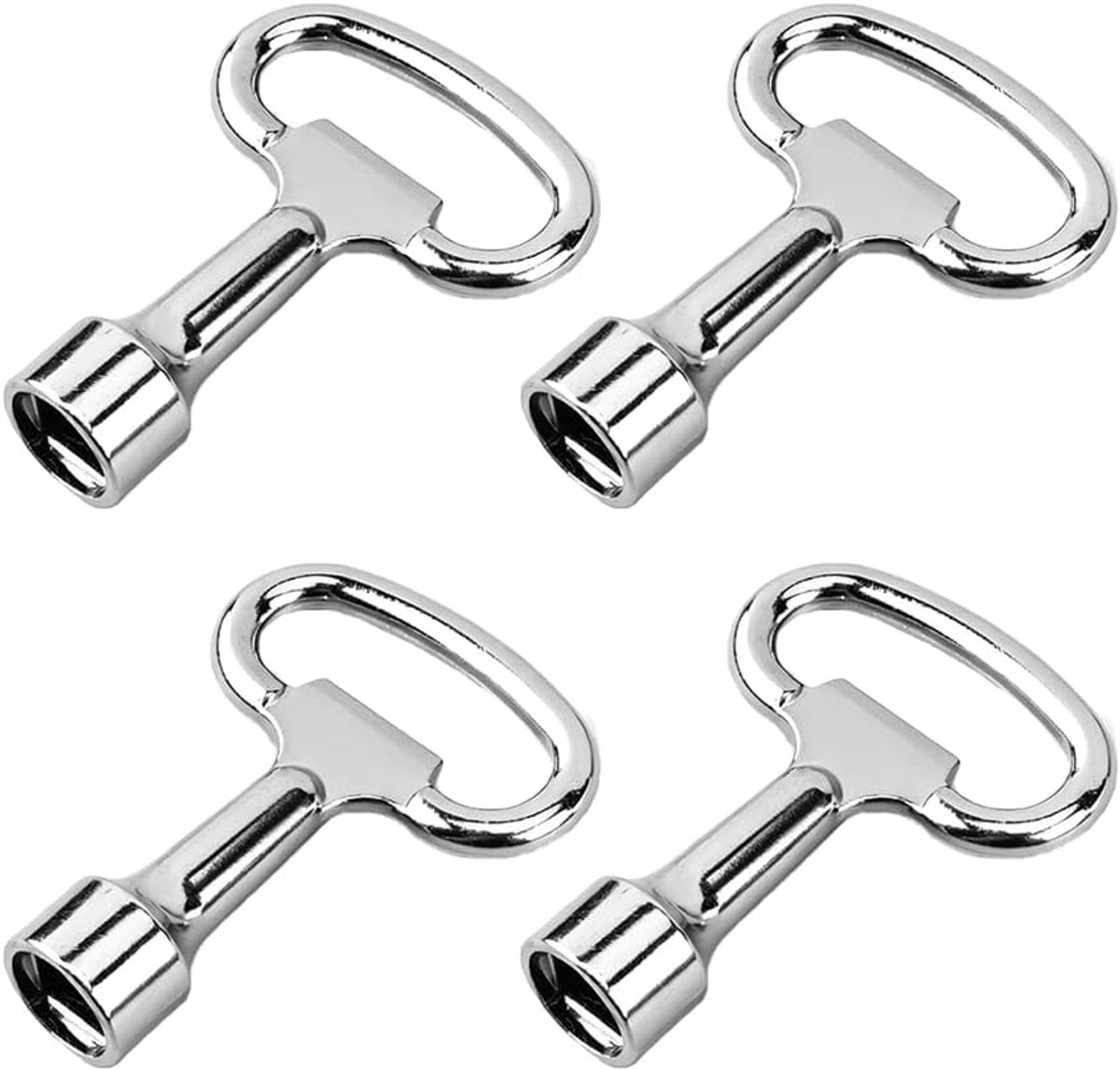 Set van 4 vierkante sleutels 8 mm - multifunctioneel metaal - geschikt voor radiator, gas- en watermeters - ShopVlot