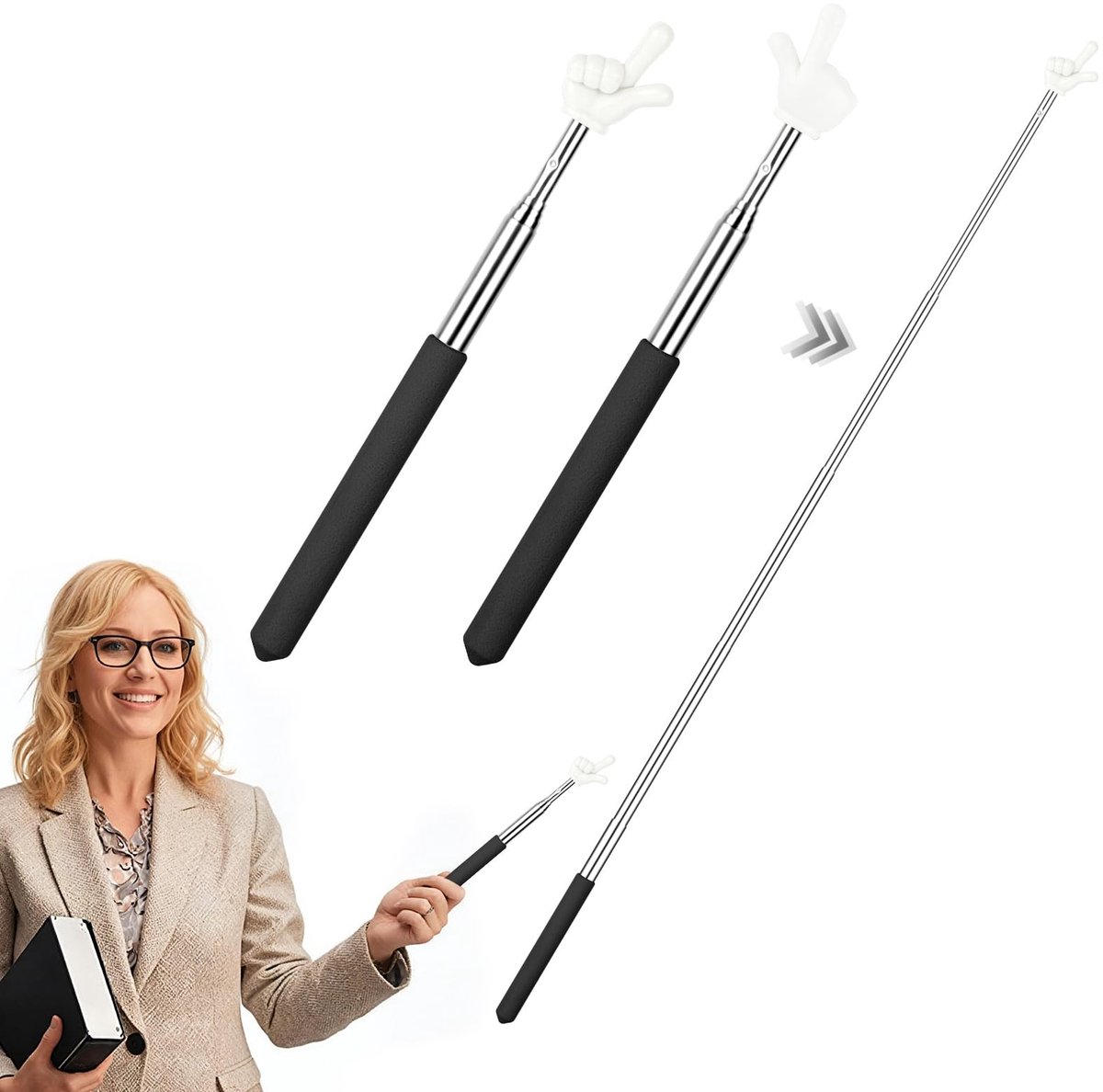 Solidchoice - Set van 2 Telescopische Wijzers voor Klaskamergebruik
