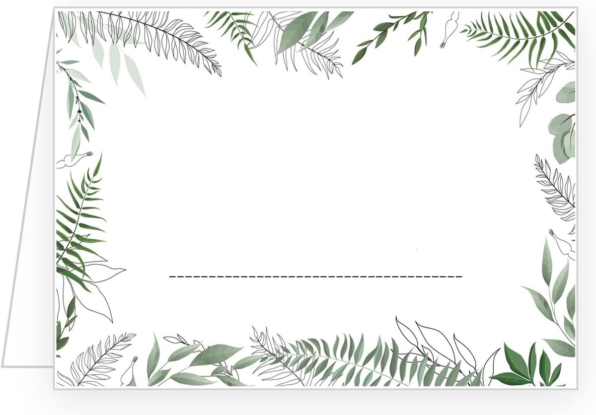 Tafelkaarten - Eucalyptus - 10,5 x 7,4 cm - Premium Kwaliteit - Voor Bruiloft en Verjaardag