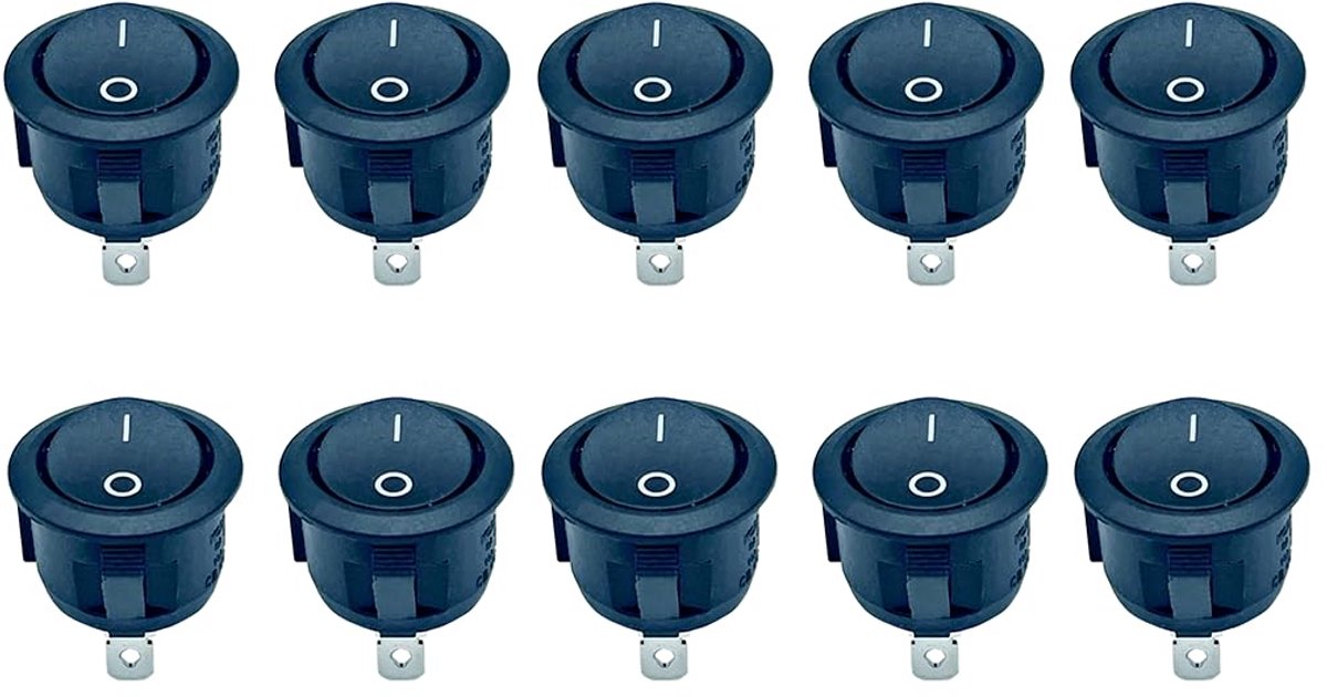 Rond 12V 2-pins schakelaar - zwart - waterdicht - ideaal voor auto en boot - ShopVlot