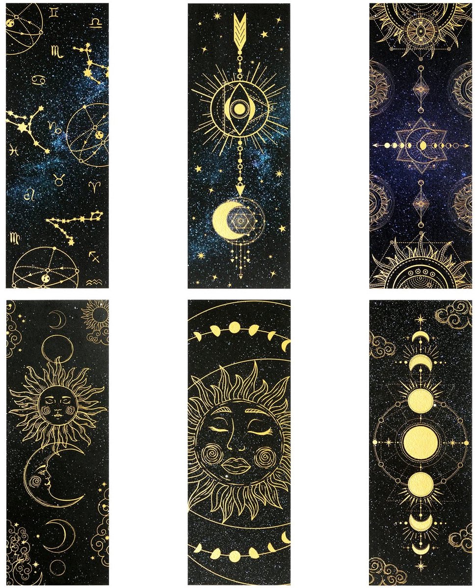 Solidchoice - Set van 18 Astrologische Boekenleggers met Sterrenhemel Motieven