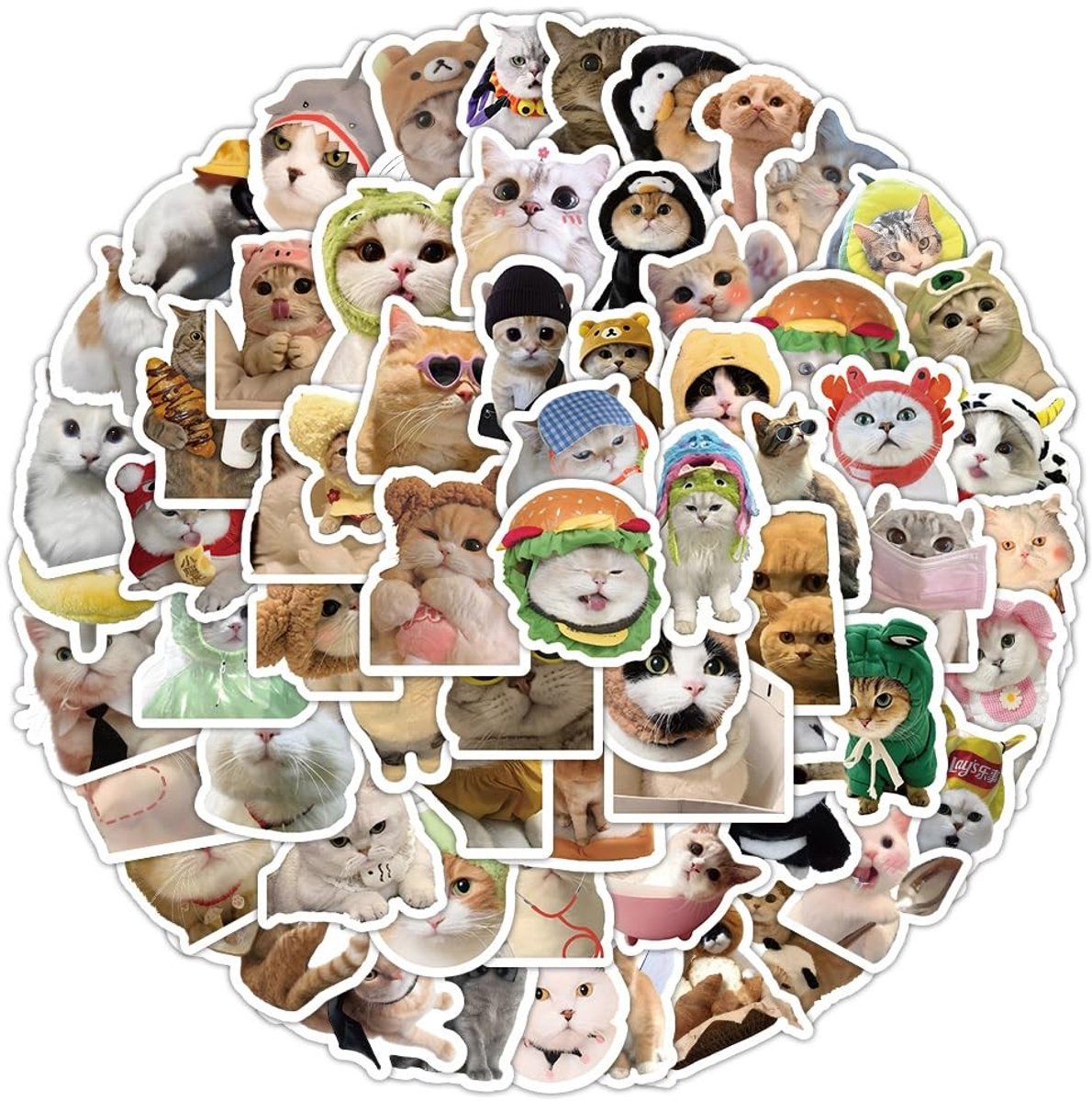 Solidchoice - Set van 100 Schattige Kat Stickers voor Creatieve Decoratie
