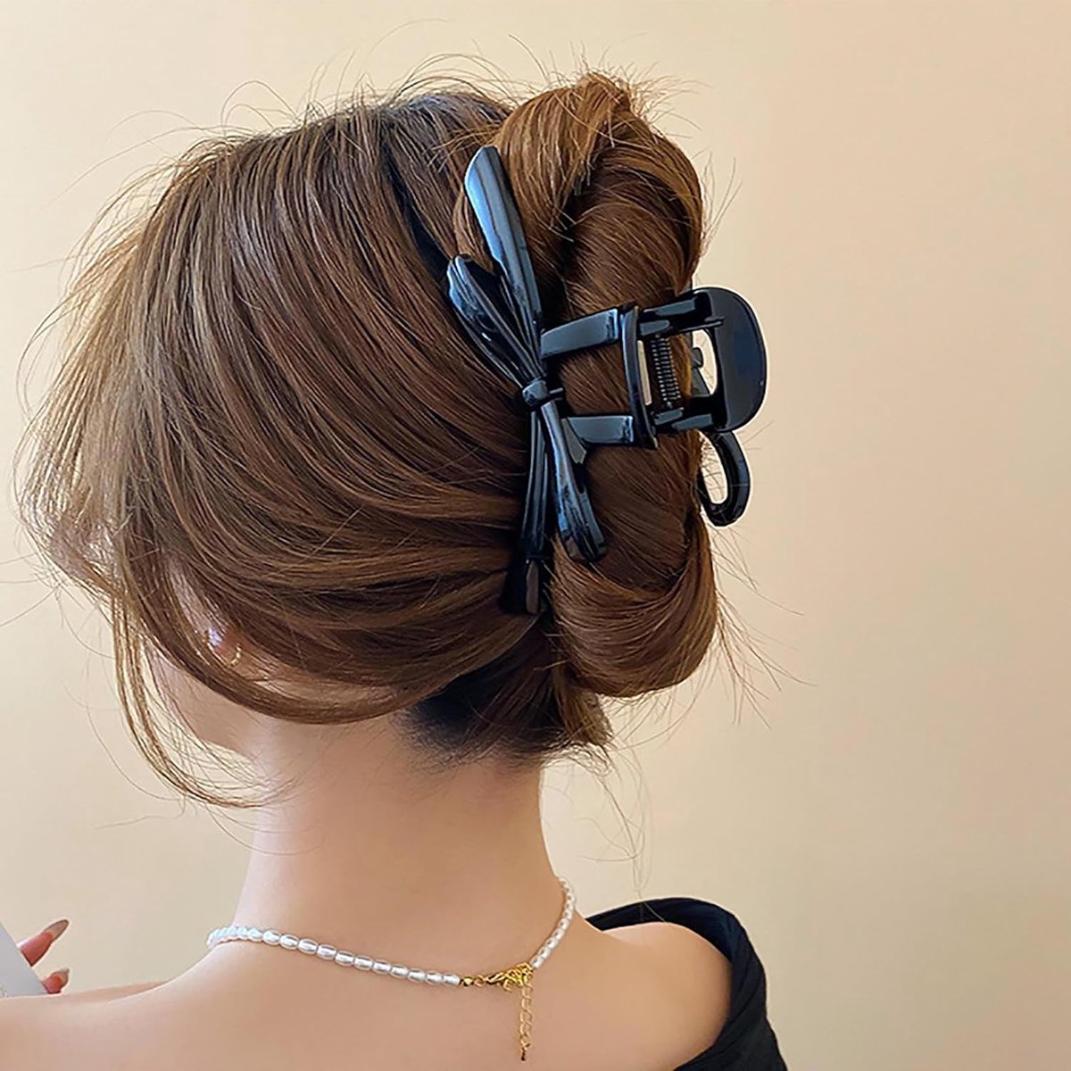 Haarspeld Strik - Zwarte Plastic Haarclip - Sterke Bevestiging - Voor Dikke Krullen - ShopVlot