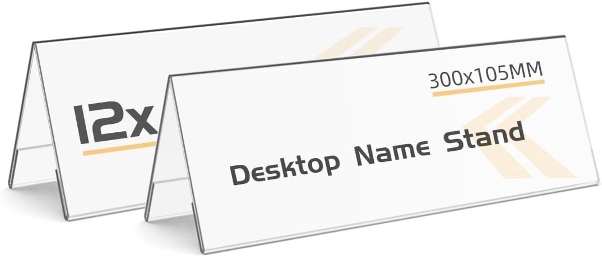 Naambordhouder voor Tafel - Transparant - 30 x 10,5 cm - Dubbelzijdige Acryl Tafelstandaard - Voor Bruiloften en Conferenties