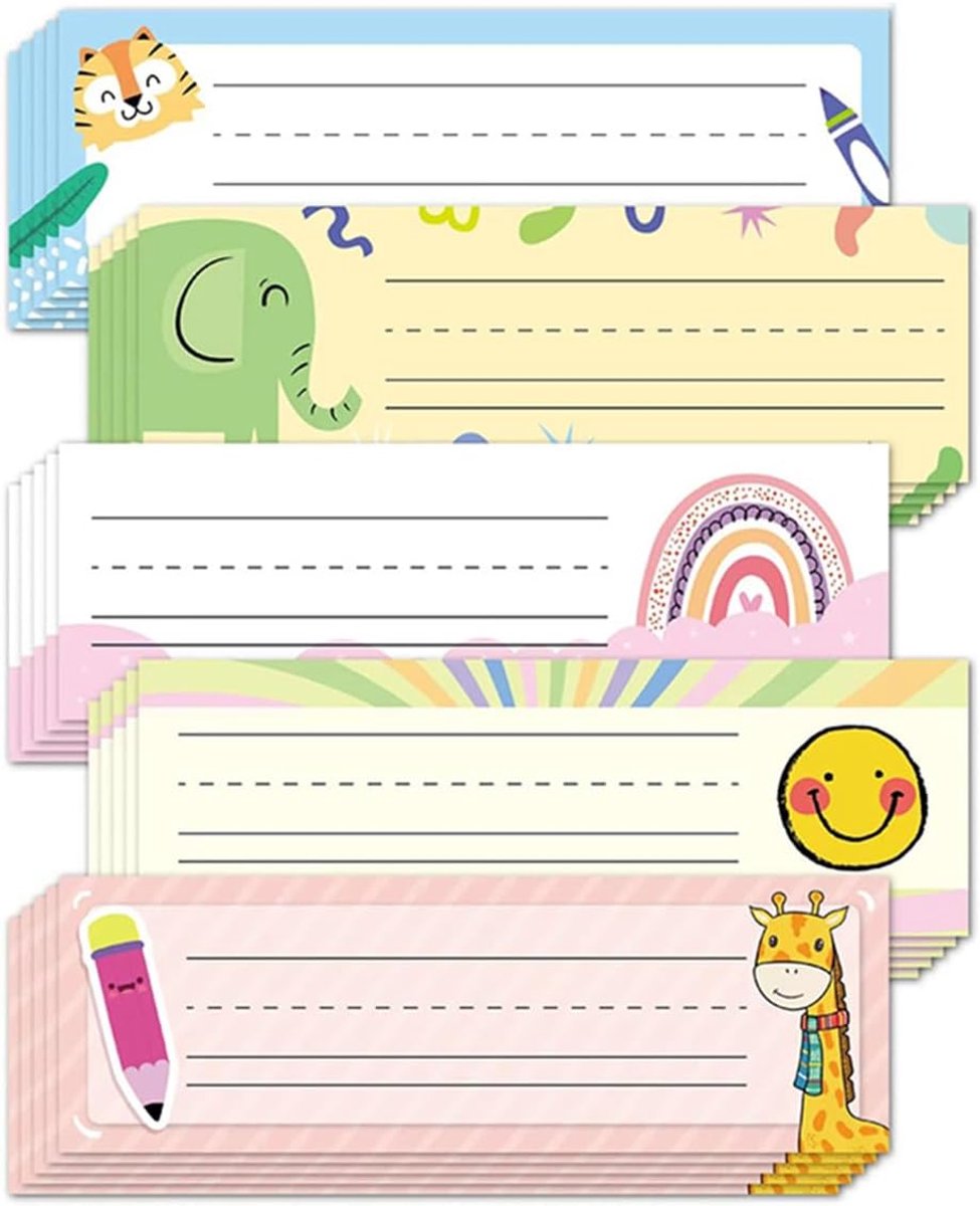 Naamstickers voor leerlingen - 25 herbruikbare kleurrijke dieren - decoratieve naamlabels voor klaslokaal - ShopVlot