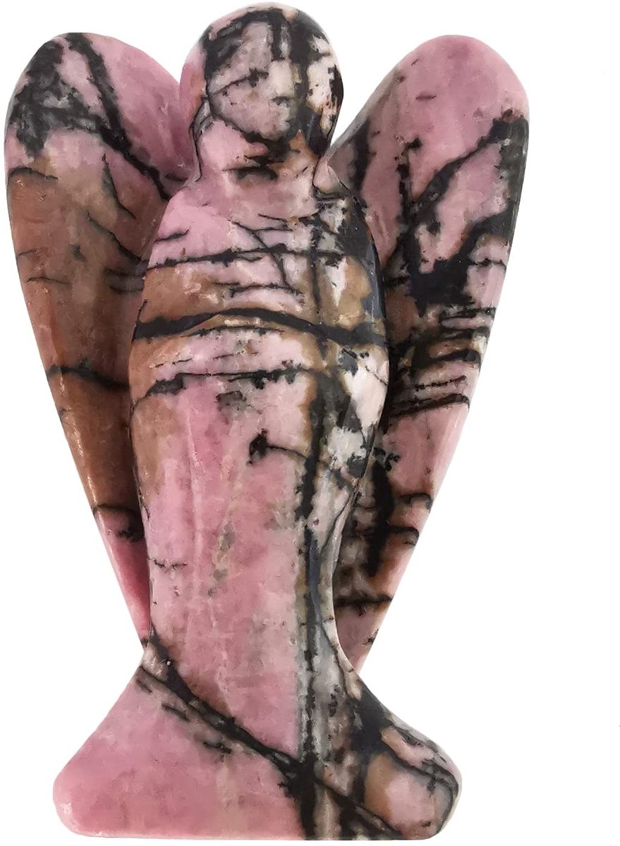 Solidchoice - Handgegraveerde Rhodoniet Engel Beeldje, 5 cm