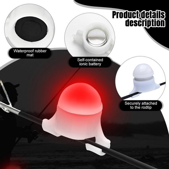 6 Stuks Elektronische Beetmelders met LED Licht en Bewegingssensor voor Nachtvissen en Visserijaccessoires — afbeelding 4