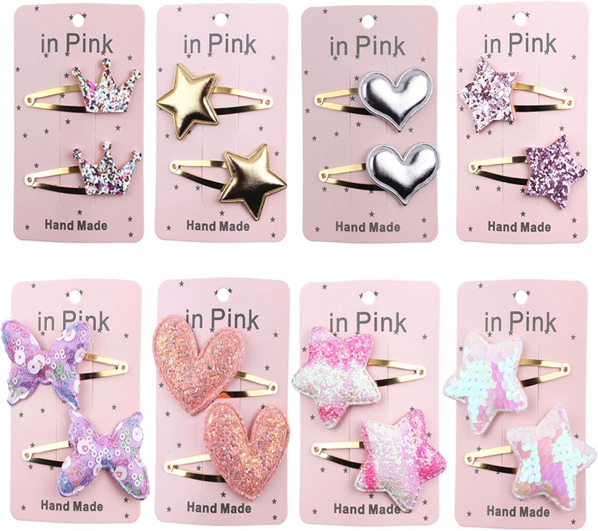 Haarclips meisjes 16 stuks - stervormig - met glitters - voor vrolijke kapsels - ShopVlot