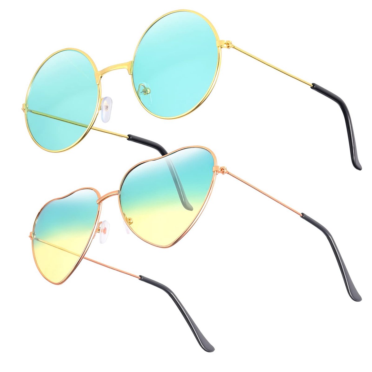 Solidchoice - Retro Hippie Zonnebrillen Set van 2 Stuks