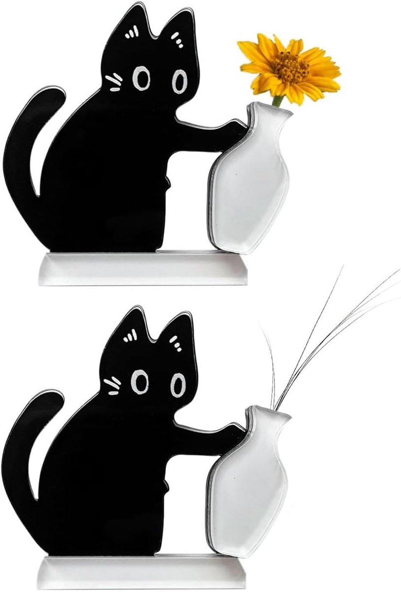 Kattensnorhouder 2 stuks - Magnetisch acryl - Herinneringsdecoratie - Voor kattenliefhebbers - ShopVlot