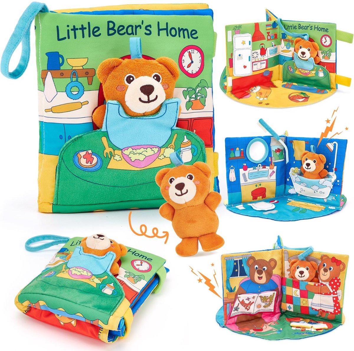 Solidchoice - Interactief Baby Speelboek, 3-in-1 Soft Fabric Boek voor Baby's 0-2 Jaar